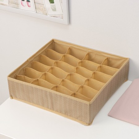 Organizer for storing linen of the share "Goose foot", 24 compartments, 30 × 33 × 10 cm, beige color-1