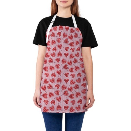 Apron kitchen with a “leaflet with hearts”, adjustable, size OS