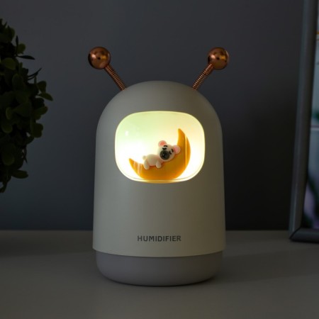 Night with a moisturizer dog on the moon LED USB AKB Gray 8.3x8.3x15 cm Risalux-3