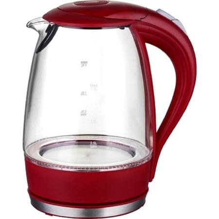 Electric kettle Sinbo SK 7338, glass, 1.7 l, 2200 watts, backlight, red