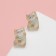 Earrings plastic "kitten", white-brown color in silver