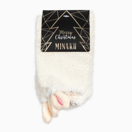 Women's terry terry minku with ears, white color, size 36-39 (23-25 ​​cm)-3