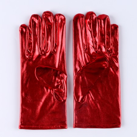 Carnival accessory- gloves, color red metallic, artificial leather-4