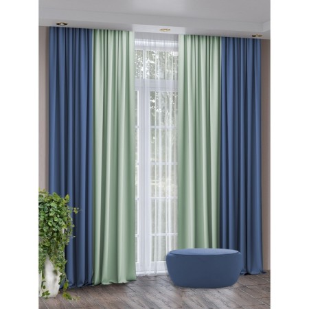 Set of curtains "Canvas", size 200x250 cm, 2 pcs, blue, dusty menthol-5