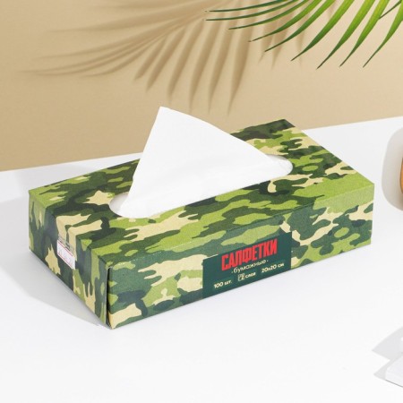 Paper napkins in the Khaki box, 100 pcs, two -layer-1