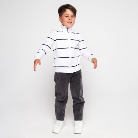 Jumper for a boy, color is white/dark blue, height 104 cm (4)-3