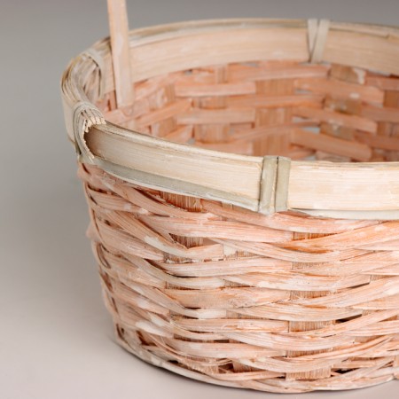 Wicker basket, d17x10.5xh33cm, peach, bamboo-1