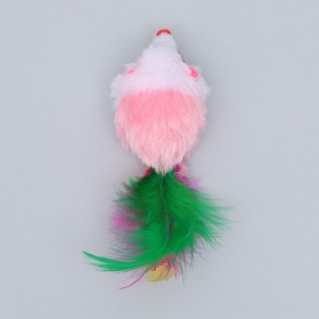A toy for cats "Small Mouse" with feathers, 5 cm, packing 50 pcs-3
