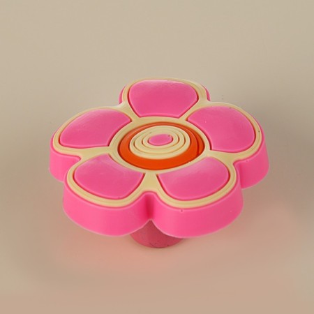 Handle Baby button KID 024, "Flower 2", rubber, pink-2