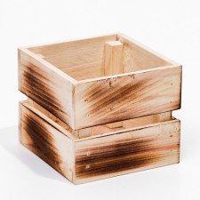 Kashpo wooden, two -strip, fired, 11 x 10 x 9 cm