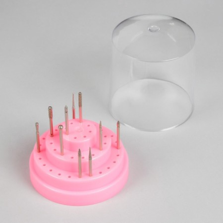 Tree stand stand, round, 48 departments, 7.5 × 7.5 cm, with a lid, in a cardboard box, pink color