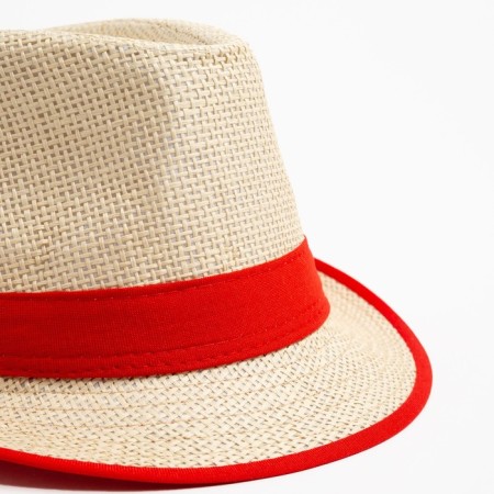 Women's hat minku "summer" beige/red color, rr 56-58-2