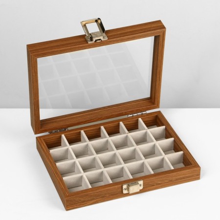 Stand for jewelry "Casket Wood" 24 cells, 16 × 21 × 5 cm, gray color in a tree-1