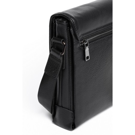 Bag Cross-Body Men, genuine leather, de-gosa black, 19x6x22 cm