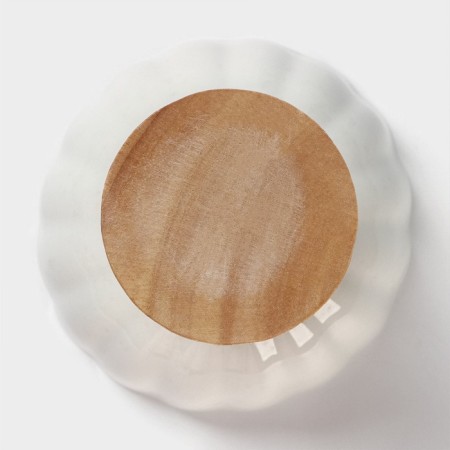 Ceramic crem, 2 items: Kremanka d = 10 cm, fork h = 13 cm, white color-4