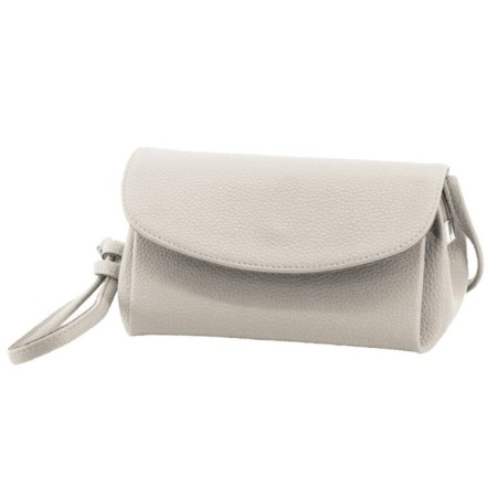 Bag women, genuine leather, beige 20x12x10 cm
