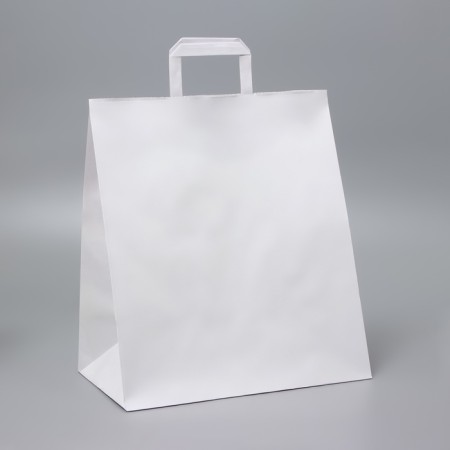 Craft package without printing, white, flat handle, 32 x 20 x 37 cm