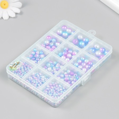 Beads in the casket "Gradient Blue-lilac" 12 divisions 10x13.5x1.8 cm-2