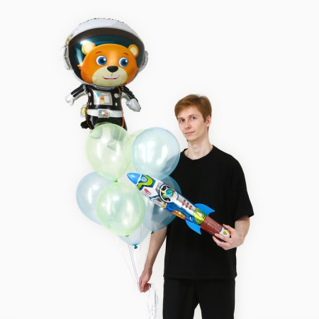 A set of balls "Bear in space", latex, foil, 9 pcs.-3