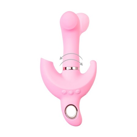 Turning vibrator with a clitoral stimulant Jos Twistme, 19.5 cm, silicone, pink color-8