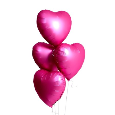 Foil ball 18 "heart", with a valve, matte, pink color-1