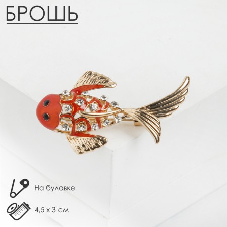 Brooch "Fish", Orange-white color in gold