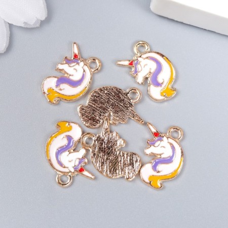 Decor for creativity metal, enamel "Unicorn with mane" 1.5x1.3 cm-2