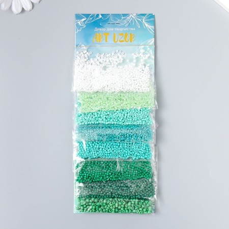 Round beads "shades of green" 8 colors x 10 grams