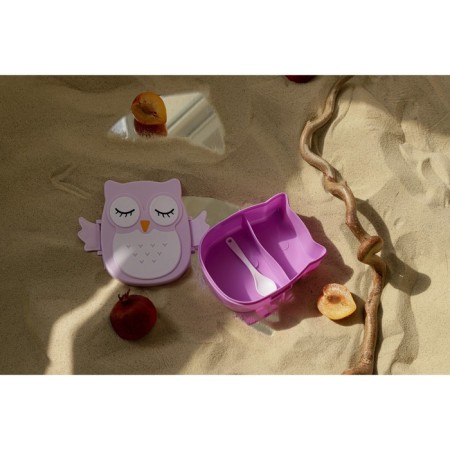 Lancer-bex Plastic with a spoon "Owl", 2 departments: 300 ml, 450 ml, color mix-8