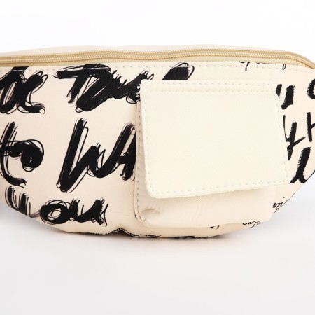 The textile waist bag with the pocket "be true" 30*14*6 cm-3