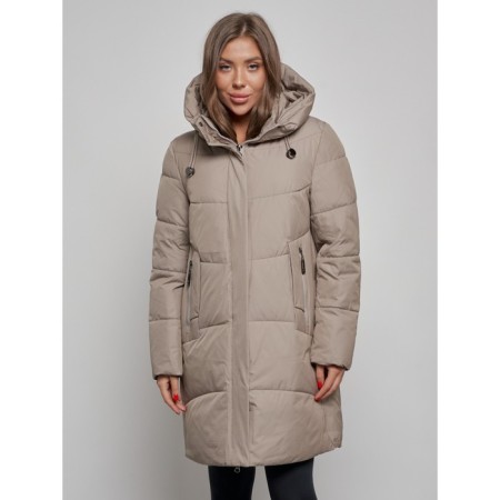 Coat insulated winter female, size 50, beige color-6