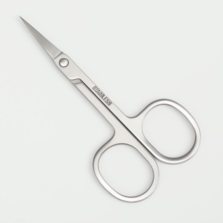 Manicure scissors for cuticles, bent, narrowed, 9 cm, silver color-1