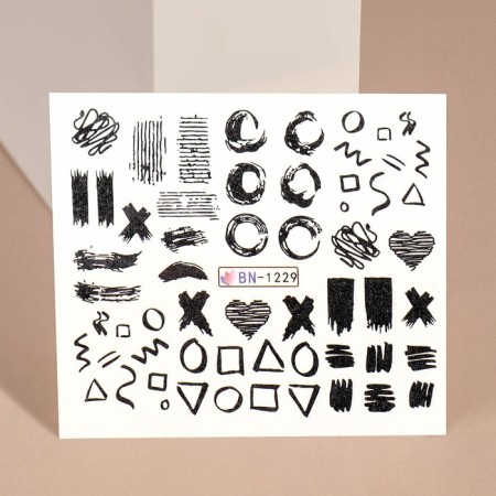Slider-design for nails "Creative mess", packing 6 pcs, black color