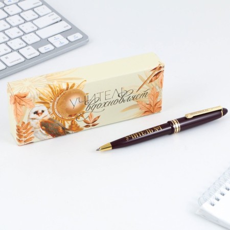 Pen in the gift box “Teacher inspires”, plastic, blue paste, writing a 1mm node-4