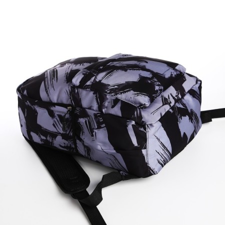 School backpack from textiles on lightning, 3 pockets, black color-4