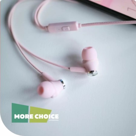 Headphones More Choice G20, microphone, vacuum, 95 dB, 32 Ohm, 3.5 mm, 1.1 m, pink-5