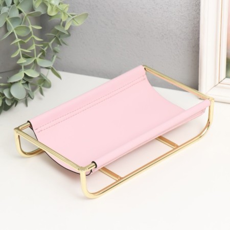Steam for trifles metal, leatherette "Scandy" pale pink 21x12x5 cm