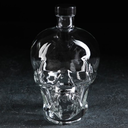 Glass bottle "Skull", 740 ml, transparent color