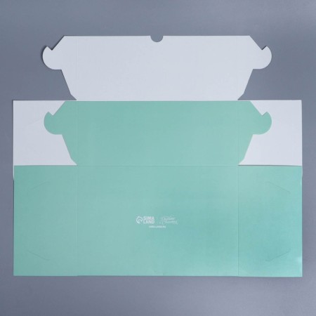 Capcake box, confectionery packaging with a window, 6 cells "Green Pattern", 25 x 17 x 10 cm-4