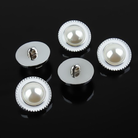 A set of buttons on the leg, d = 21.5 mm, 5 pcs, pearl/silver color-1