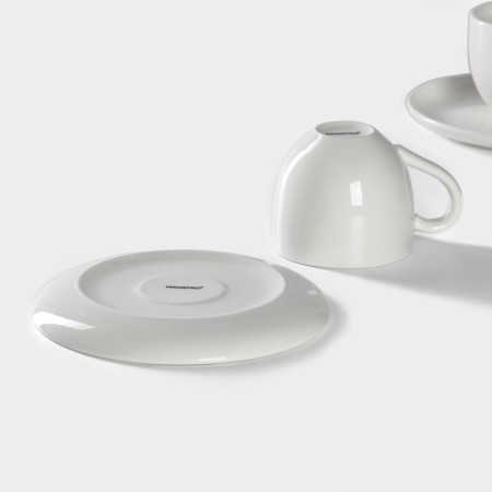Set of Porcelain Magistro Mien, 4 objects: 2 cups 200 ml, 2 saucers d = 16 cm, white color-5