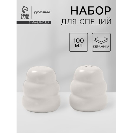 Set for spices of the “Zephyr” share, Solonka, List, 100 ml, ceramics, white
