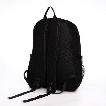 Young backpack from textiles on lightning, 3 pockets, black color-3