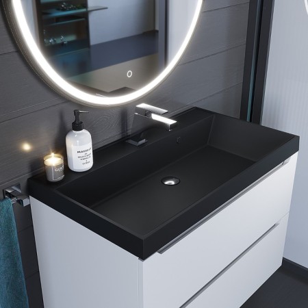 Sink uperwood Classic Quartz 80 cm, quartz, black matte, coal-1