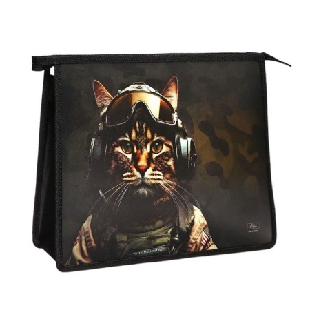 A4, 325 x 230 x 55 mm notebook folder, lightning from above, plastic, PM-A4-29 calligrata "cat camouflage"-1