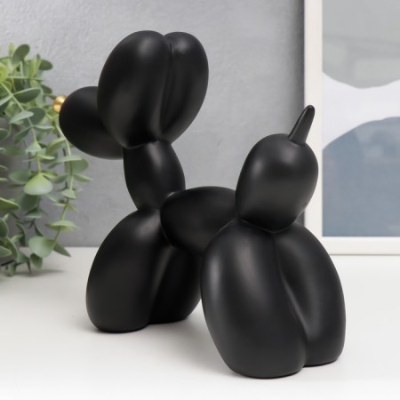 Souvenir Polystone "Air Ball - Dog with Golden Nosom" Black 7.5x20.5x17.5 cm-3