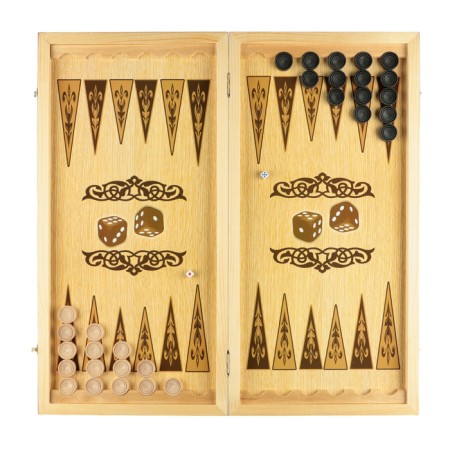 Wooden backgammon large "bear" with checkers 60 x 60 cm, board game-1