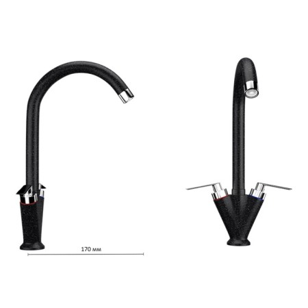 Kitchen mixer Ulgran U011-308, two-wound, black color