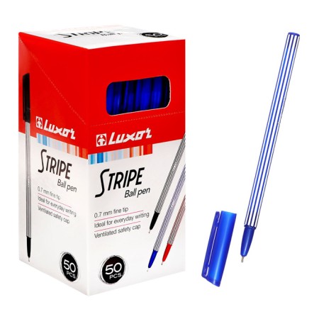 Ballic handle Luxor Stripes, node 0.7 mm, blue ink, white-blue body-2