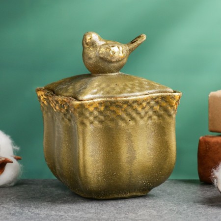 Casket "Bird on the lid" bronze with gilding, 11x8cm